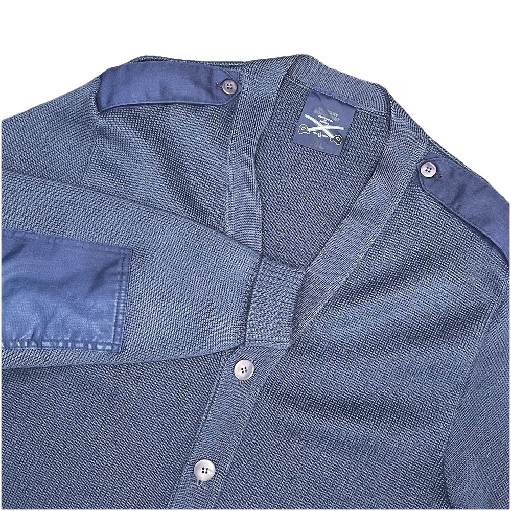 US Military Equipment Corp Of America 90's Navy Blue Cardigan Sweater Wool 44L